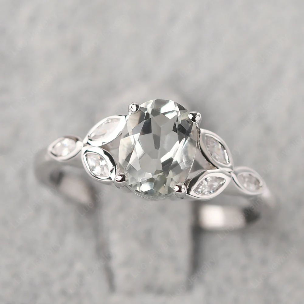 Oval Celtic Green Amethyst Ring