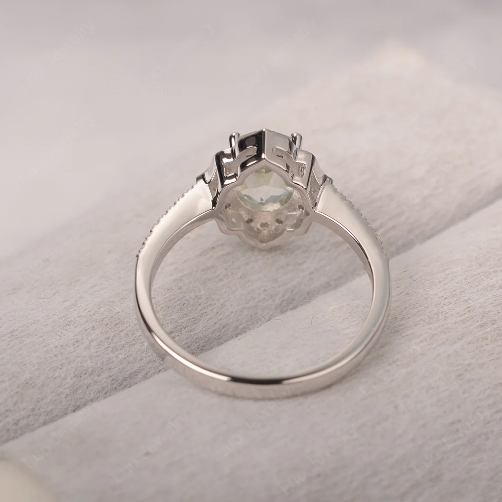 Green Amethyst Floral Engagement Ring - Image 4