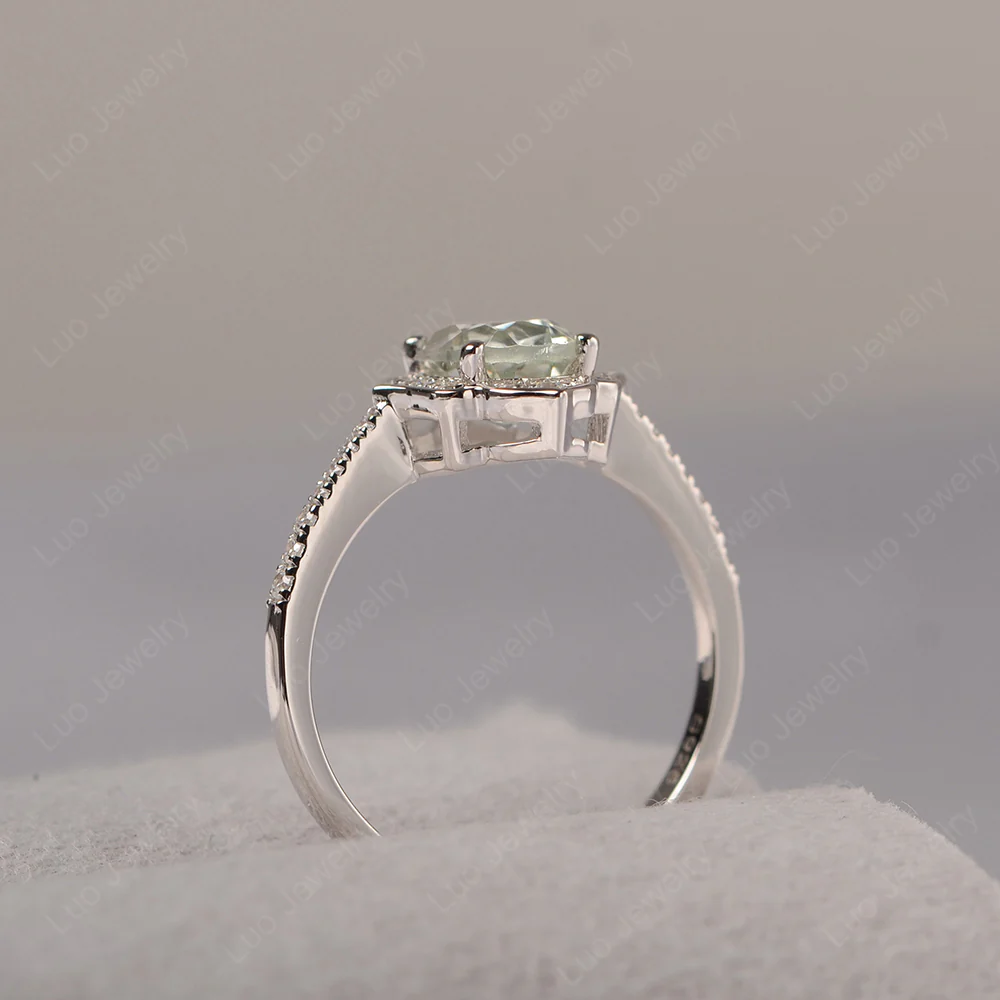 Green Amethyst Floral Engagement Ring - Image 5