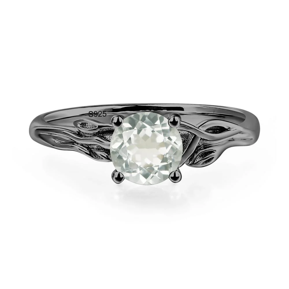 Petite Green Amethyst Leaf Ring - Image 2