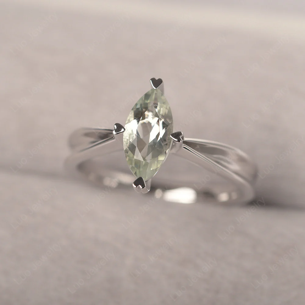 Marquise Green Amethyst Concave Ring - Image 2