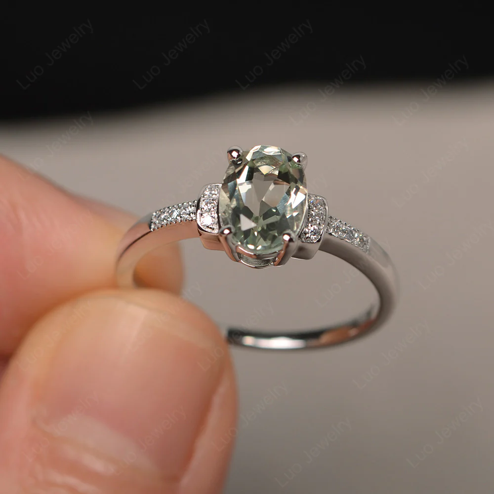 Petite Oval Green Amethyst Ring - Image 2