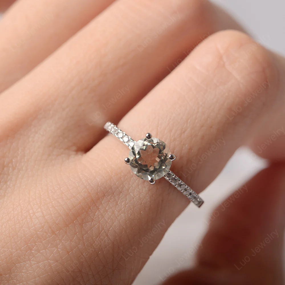 Simple Round Green Amethyst Ring - Image 5