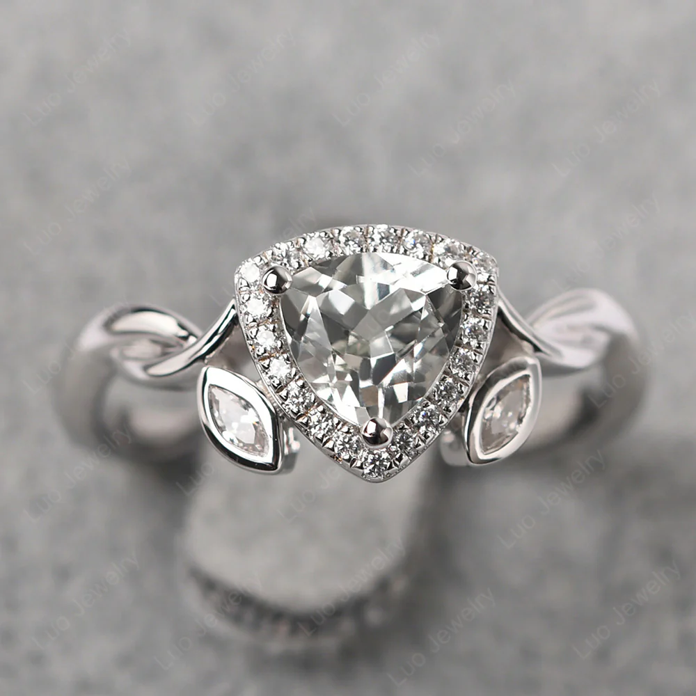 Green Amethyst Twisted Leaf Ring - Image 3