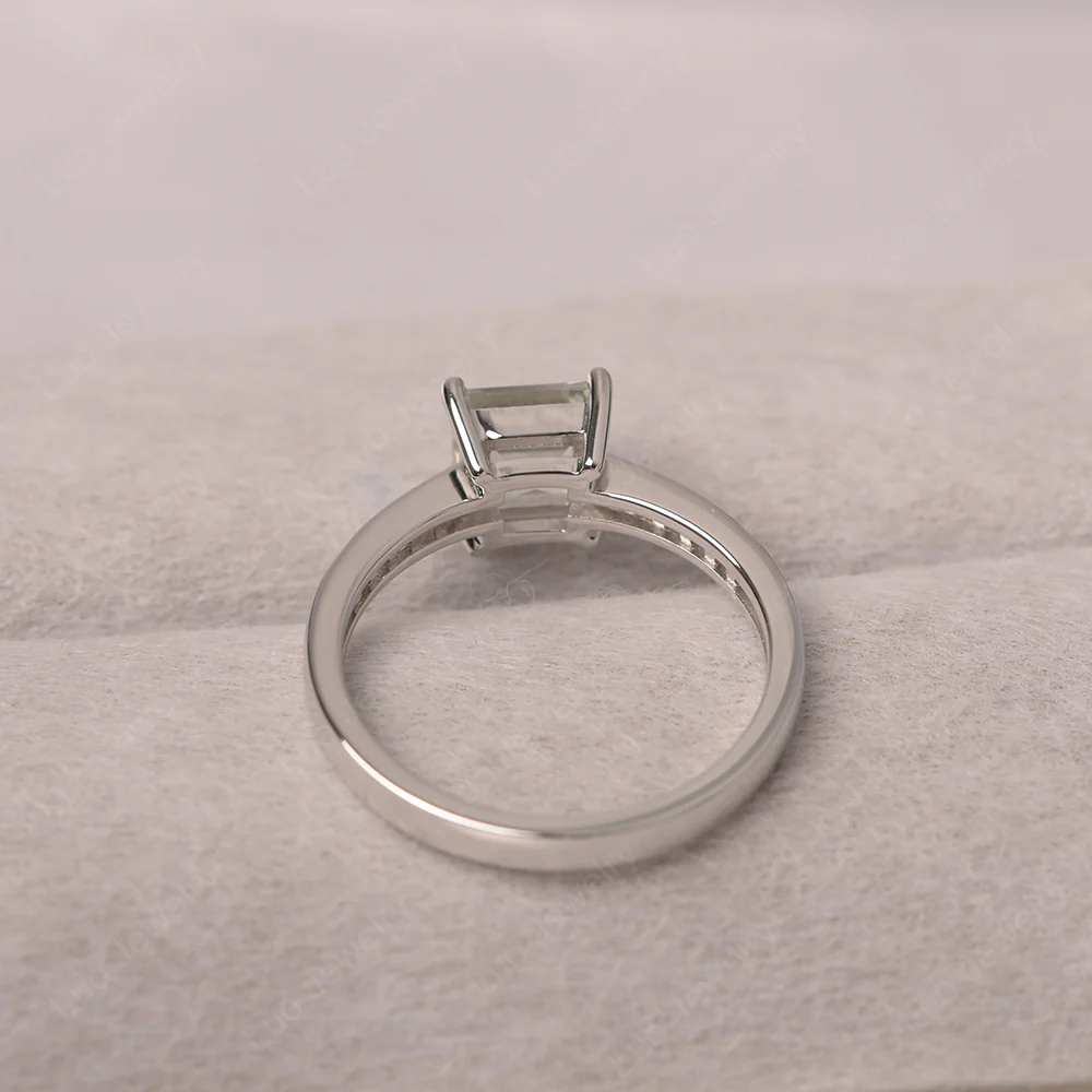 Square Cut Green Amethyst Promise Ring - Image 3