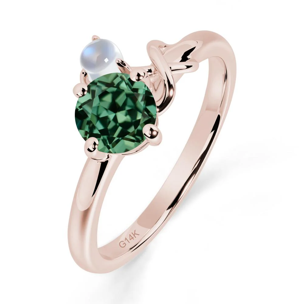 Green Sapphire and Moonstone Infinity Knot Ring - Image 2