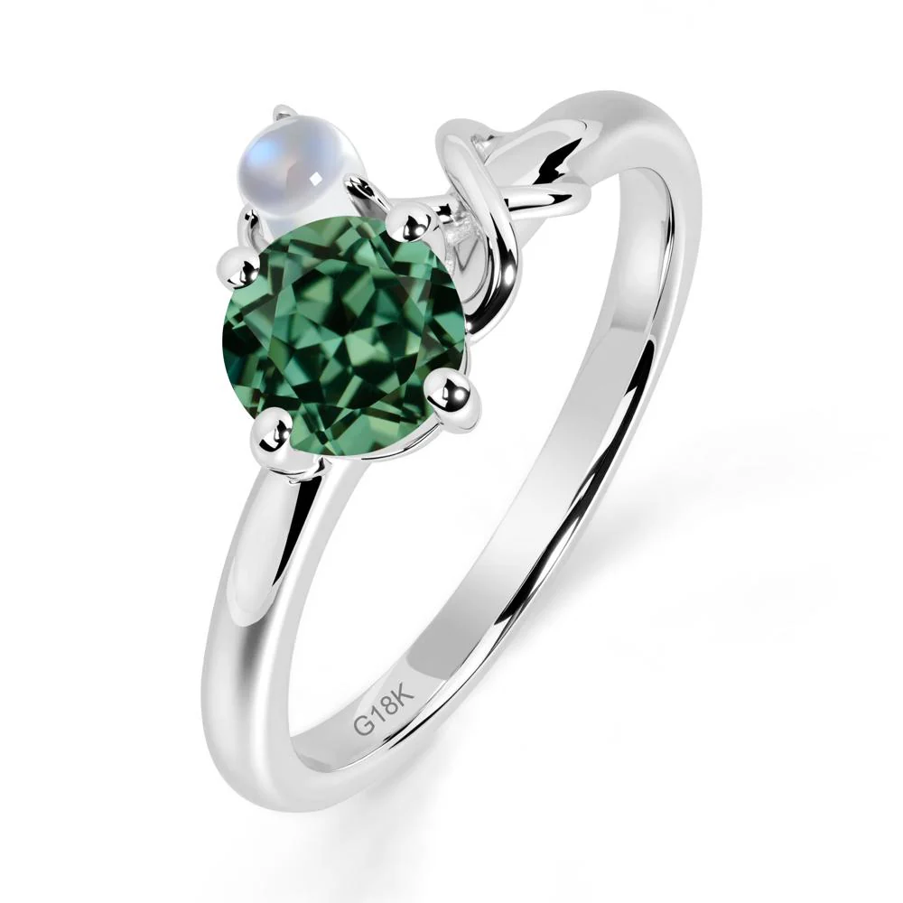 Green Sapphire and Moonstone Infinity Knot Ring - Image 3