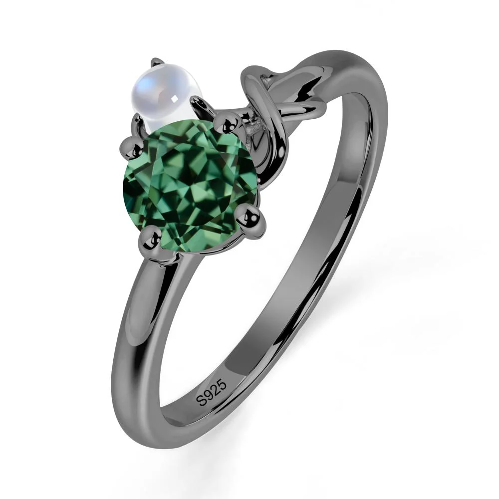Green Sapphire and Moonstone Infinity Knot Ring - Image 4