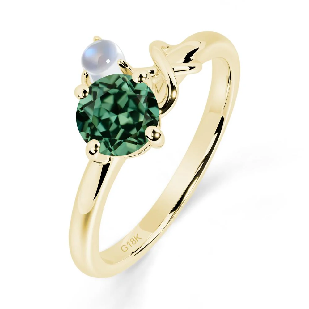 Green Sapphire and Moonstone Infinity Knot Ring - Image 5