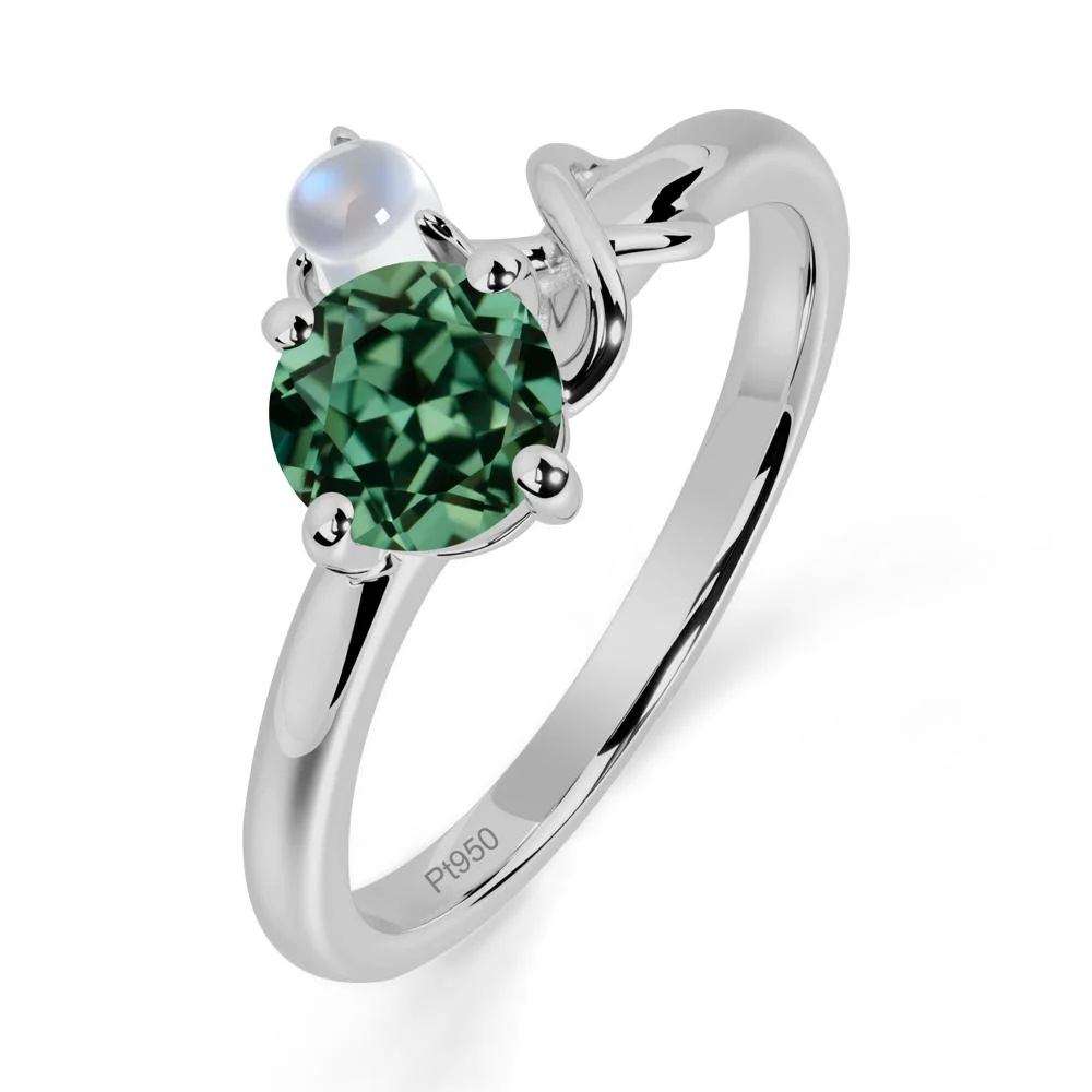 Green Sapphire and Moonstone Infinity Knot Ring - Image 7