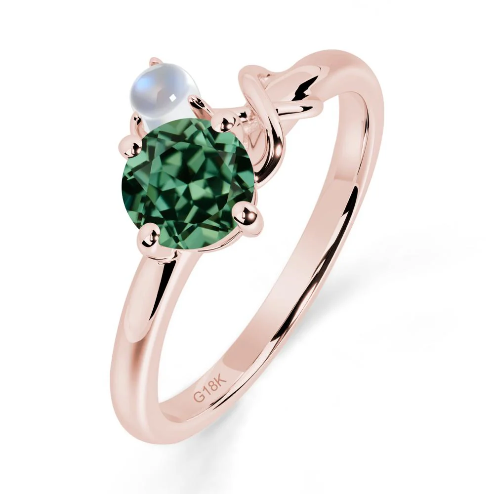 Green Sapphire and Moonstone Infinity Knot Ring - Image 9