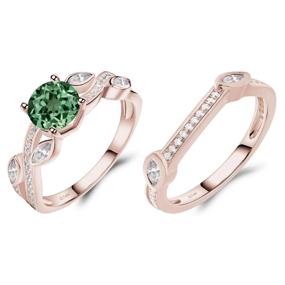 Green Sapphire Twisted Leaf Engagement Ring - Image 11