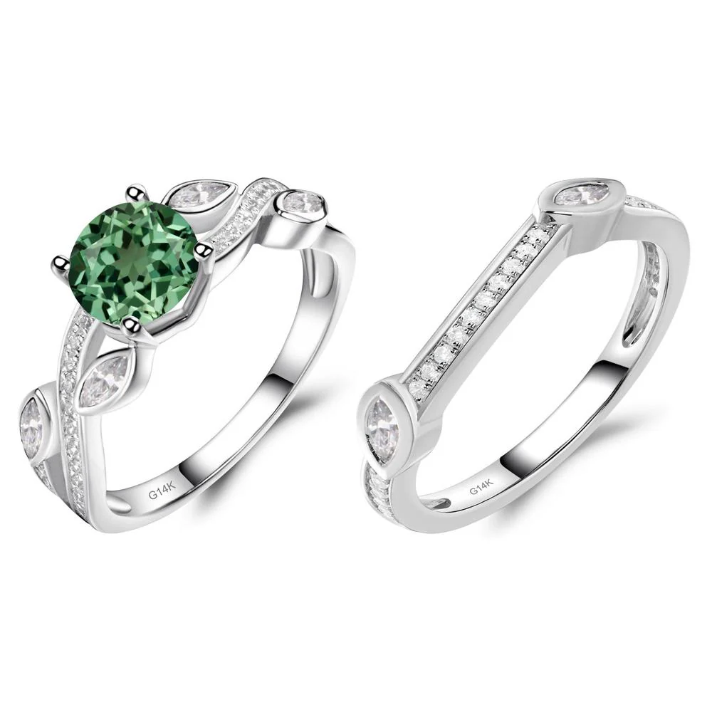 Green Sapphire Twisted Leaf Engagement Ring - Image 13