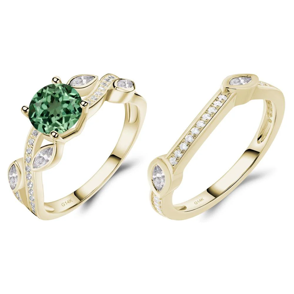 Green Sapphire Twisted Leaf Engagement Ring - Image 15