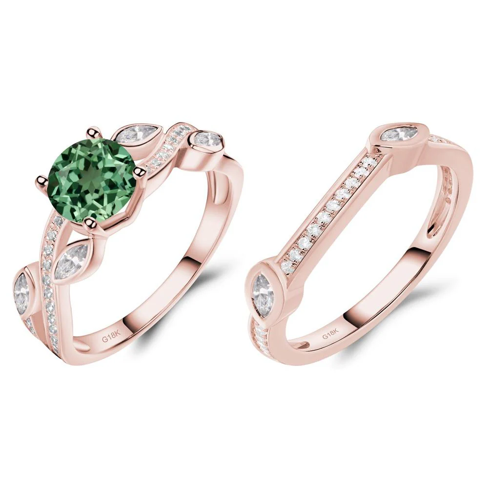 Green Sapphire Twisted Leaf Engagement Ring - Image 17