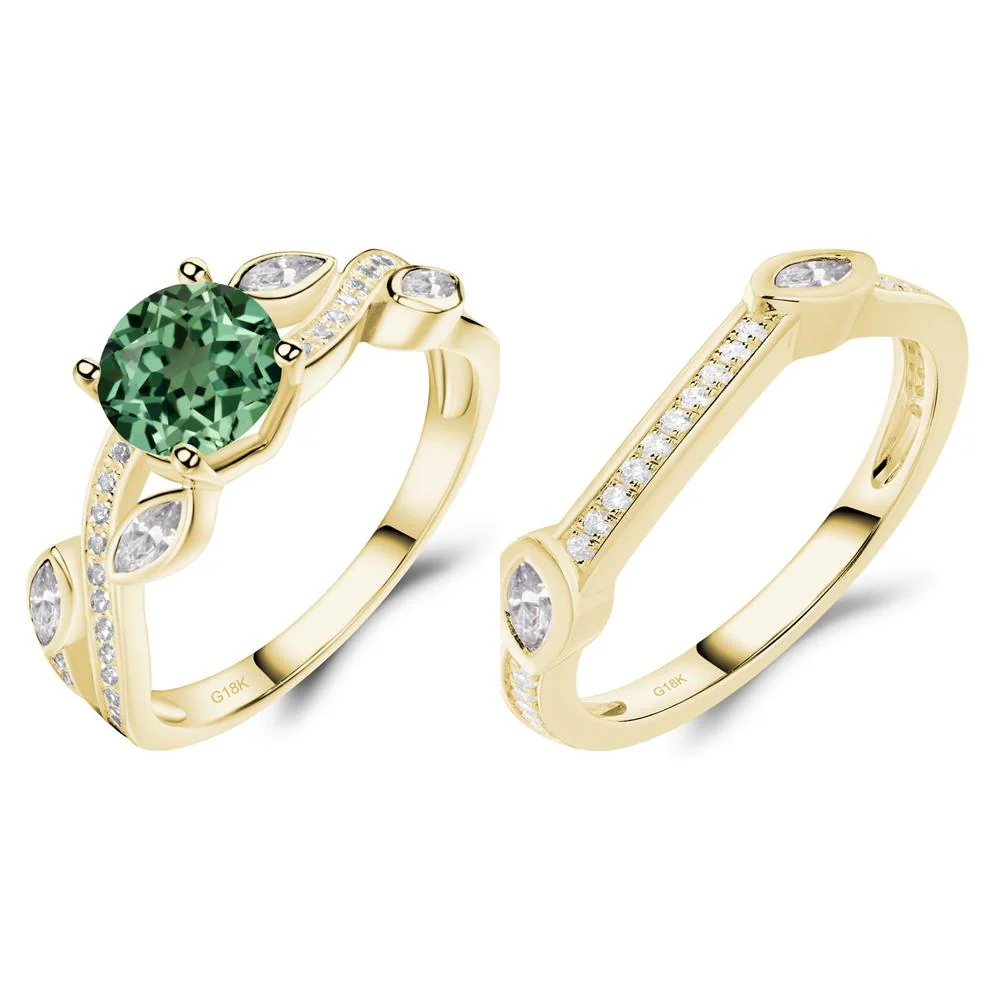 Green Sapphire Twisted Leaf Engagement Ring - Image 21
