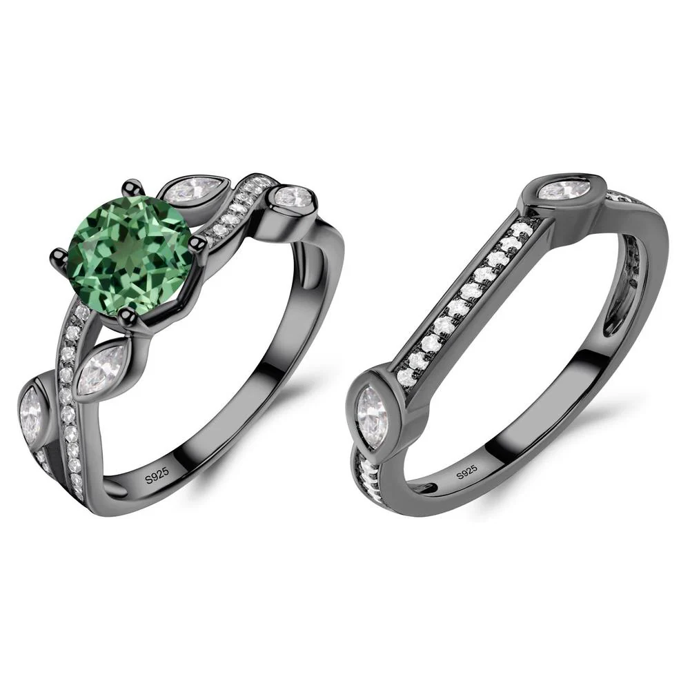 Green Sapphire Twisted Leaf Engagement Ring - Image 23