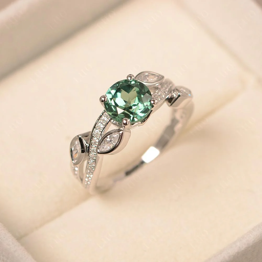 Green Sapphire Twisted Leaf Engagement Ring - Image 31