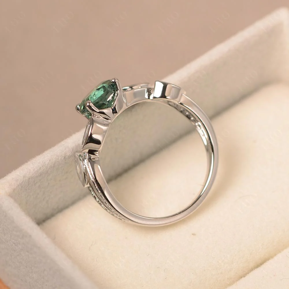 Green Sapphire Twisted Leaf Engagement Ring - Image 32