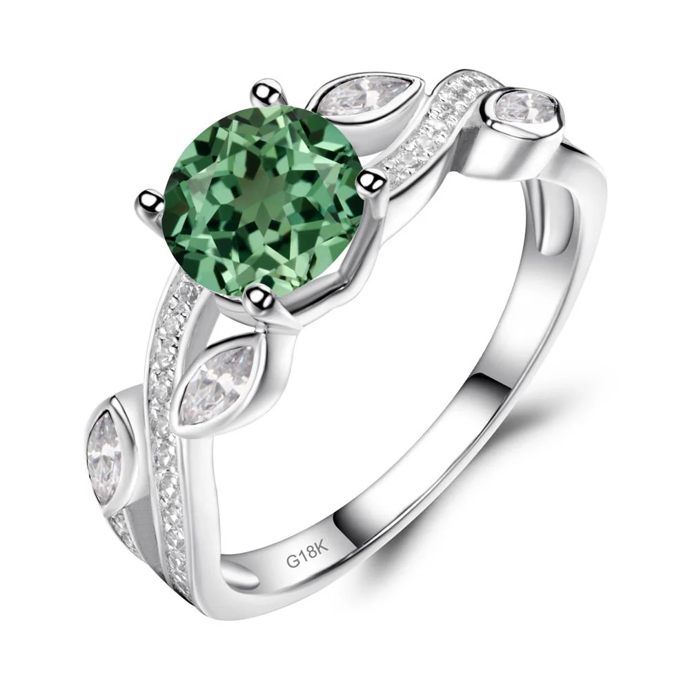 Green Sapphire Twisted Leaf Engagement Ring - Image 9