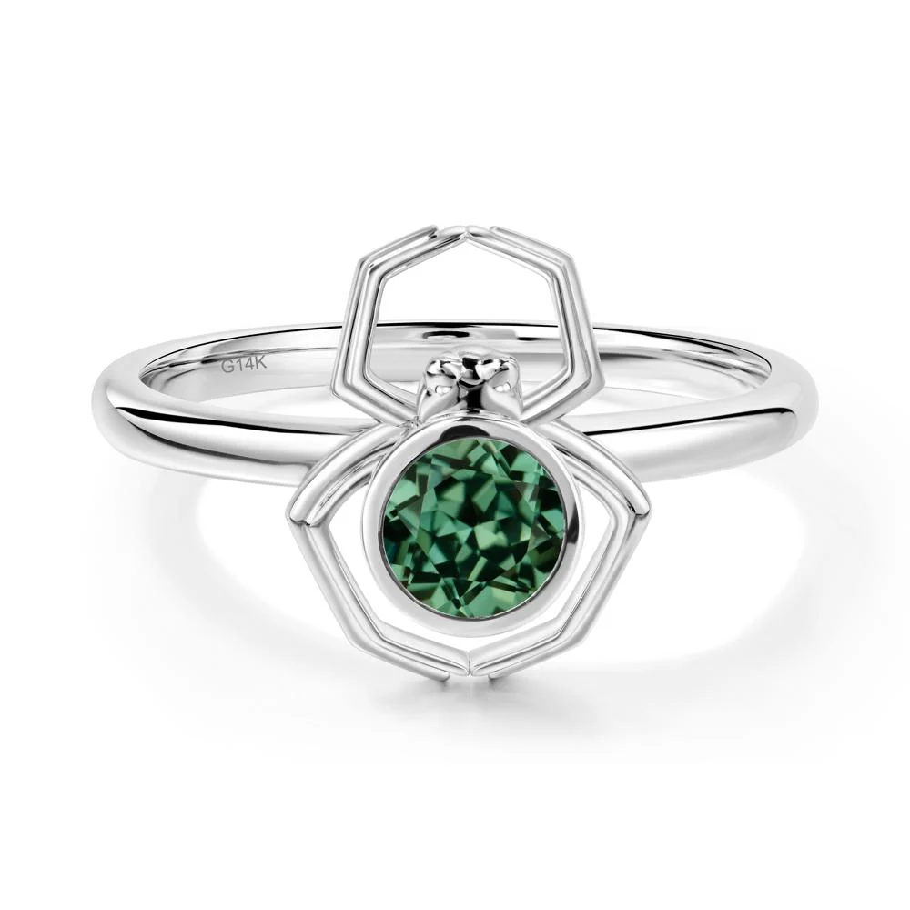 Green Sapphire Bezel Set Spider Ring - Image 5