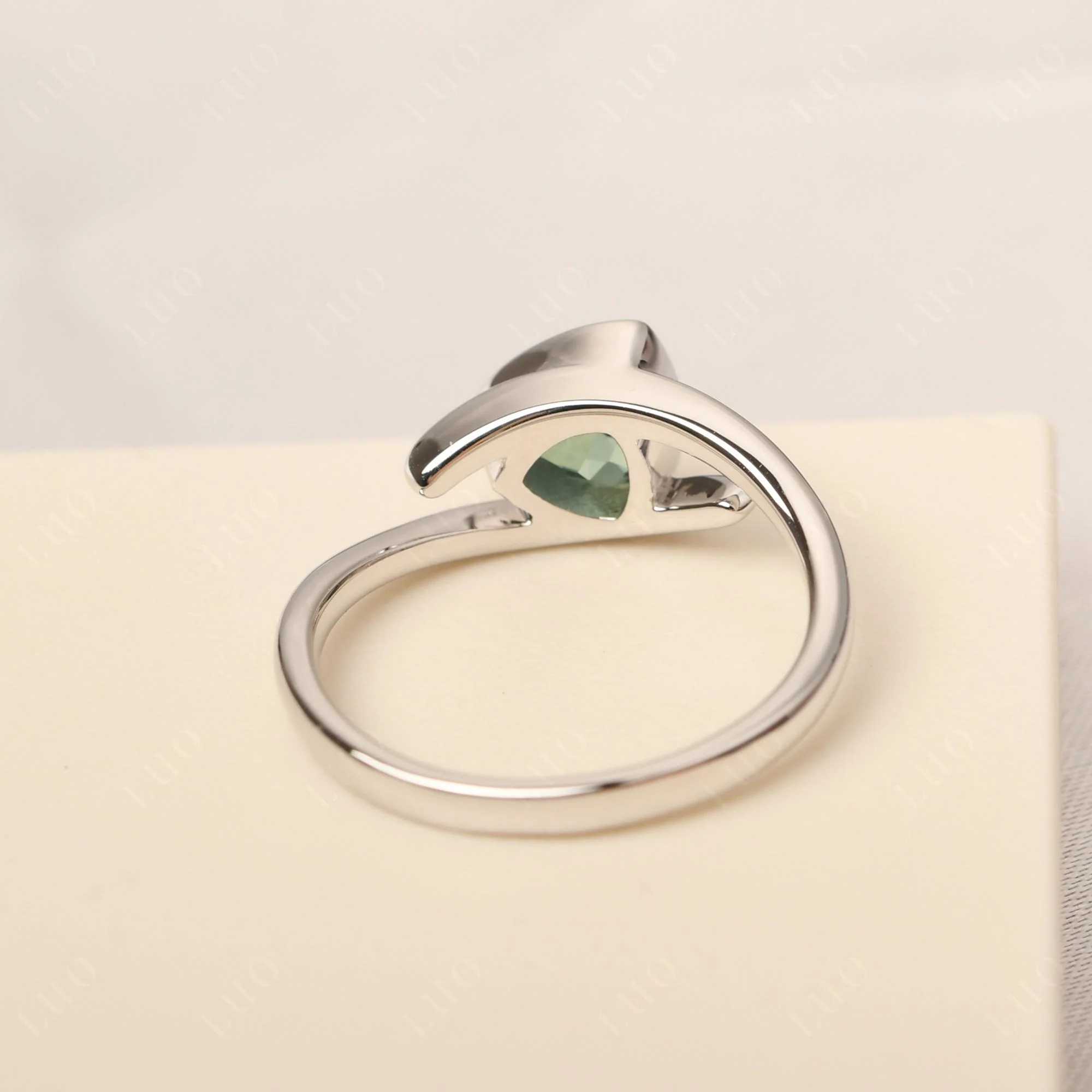 Bezel Set Green Sapphire Ring - Image 12