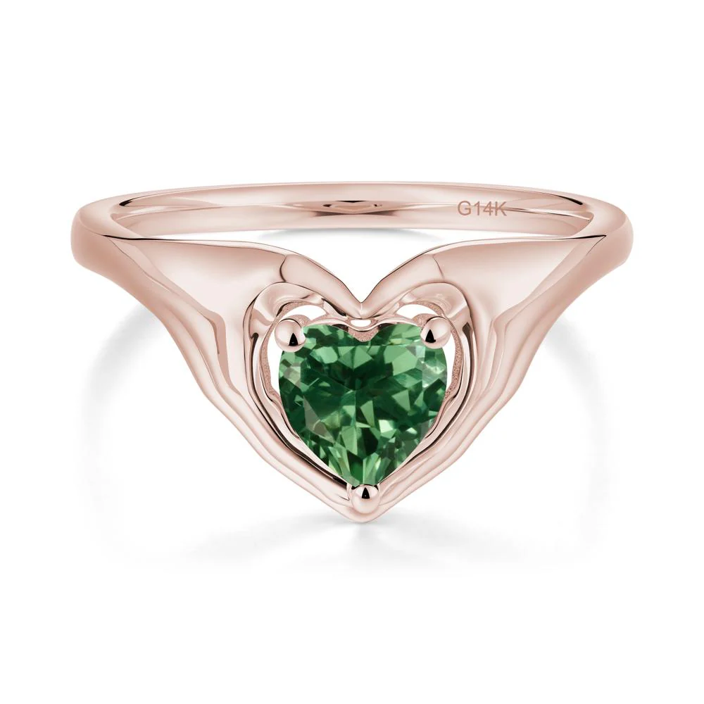 Green Sapphire Claddagh Promise Ring - Image 7