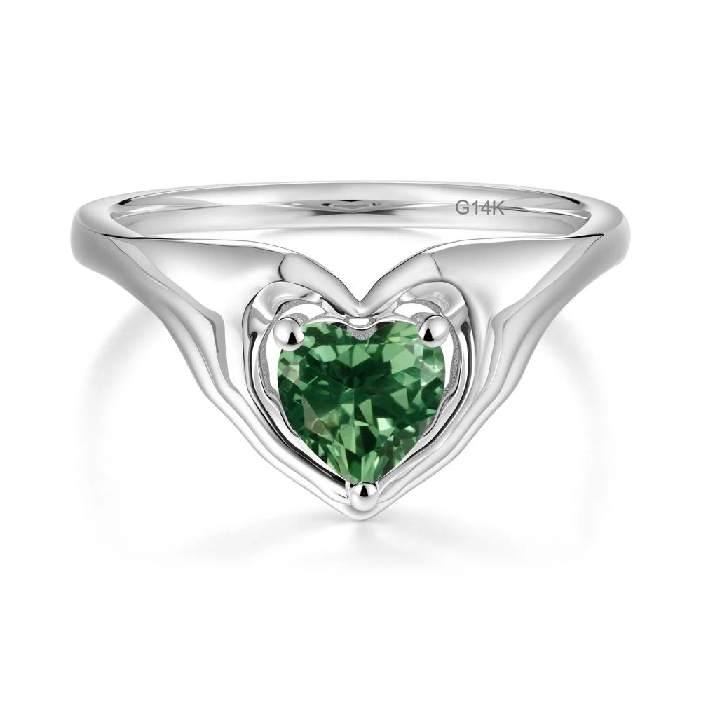 Green Sapphire Claddagh Promise Ring - Image 8