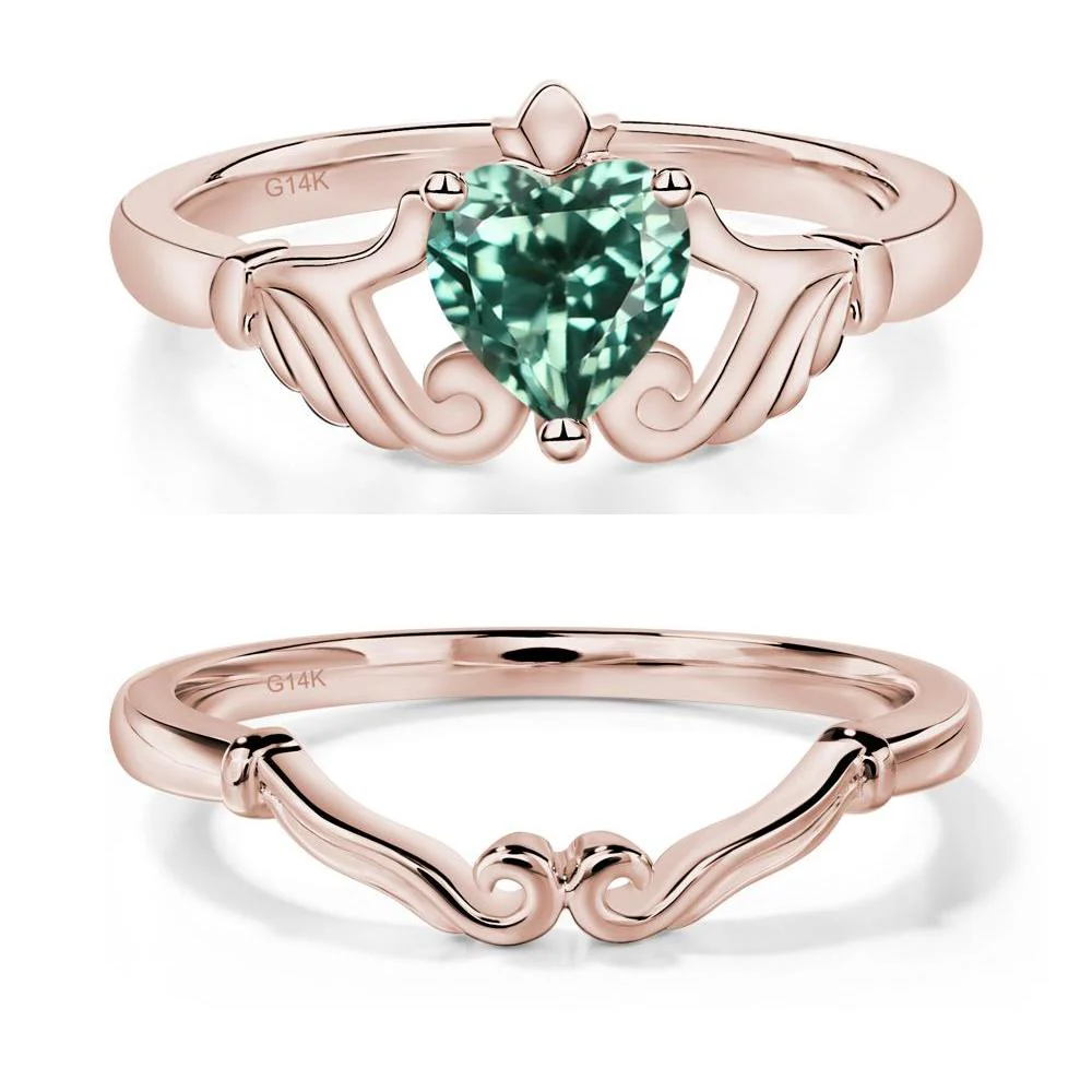 Green Sapphire Women's Claddagh Ring - Image 11