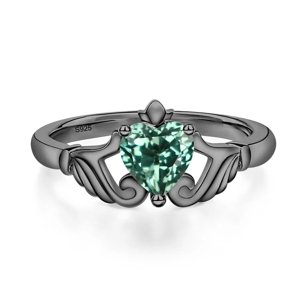 Green Sapphire Women's Claddagh Ring - Image 2