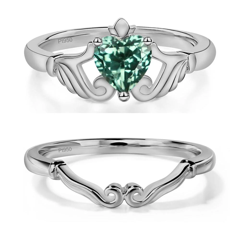 Green Sapphire Women's Claddagh Ring - Image 25