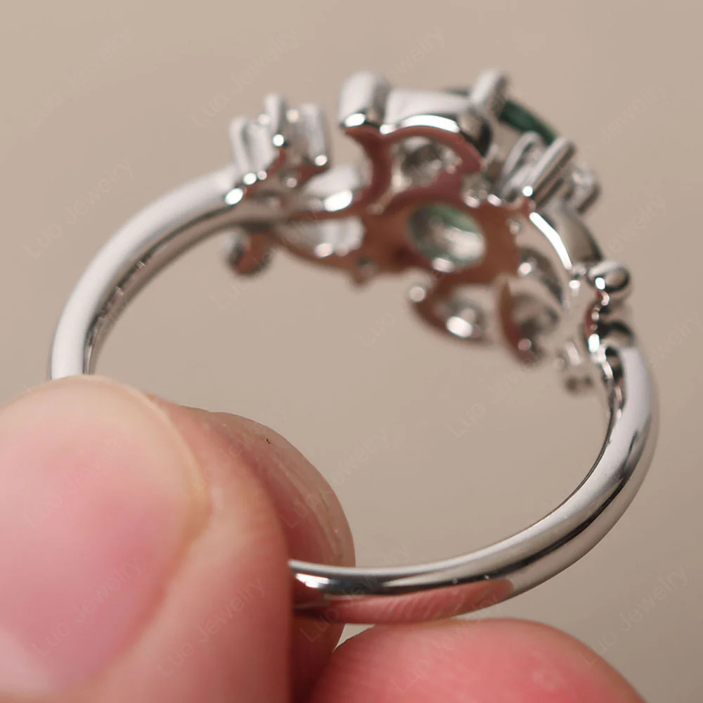 Green Sapphire Intricate Engagement Ring - Image 3