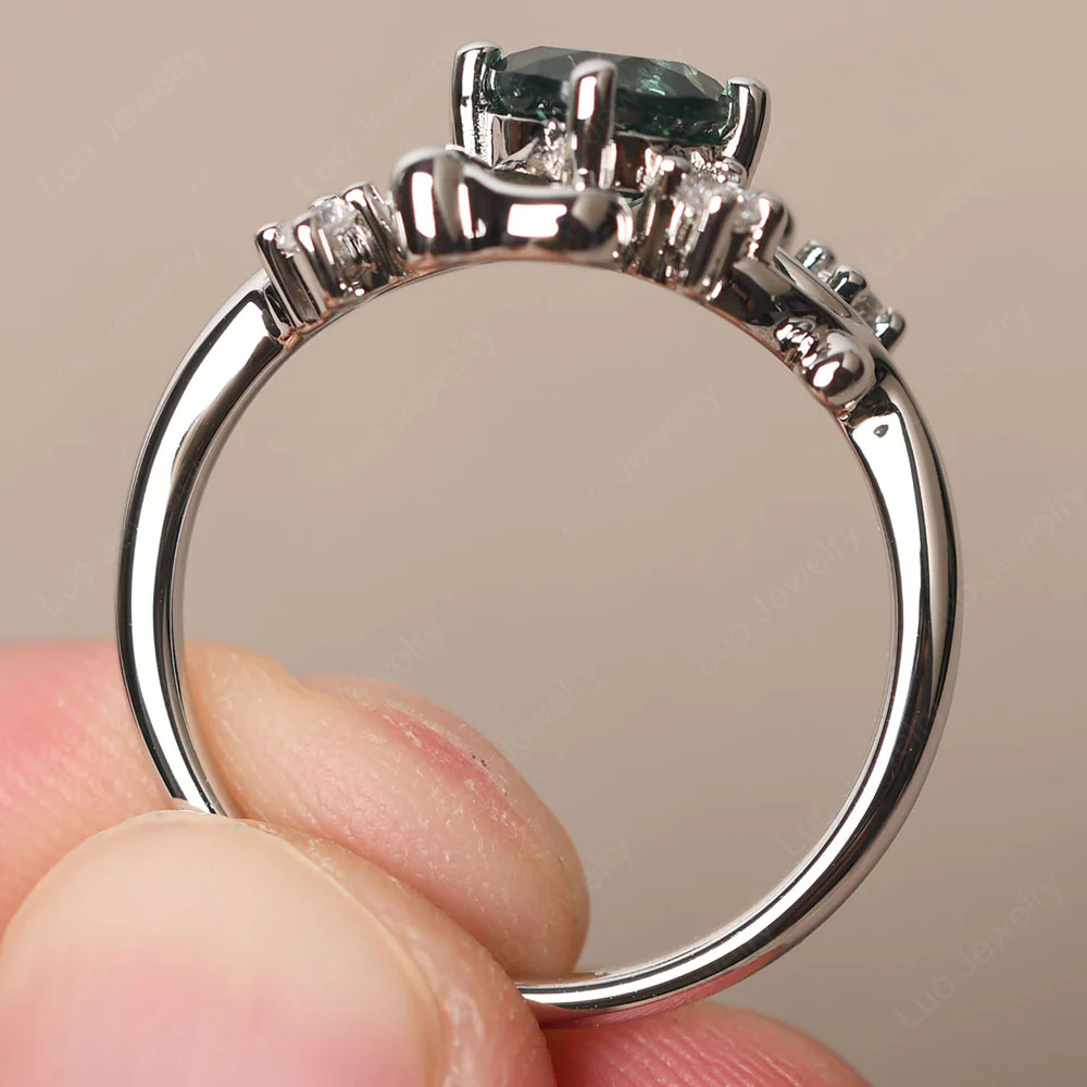 Green Sapphire Intricate Engagement Ring - Image 4
