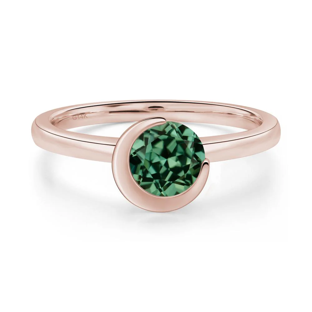 Green Sapphire Crescent Moon Ring - Image 4