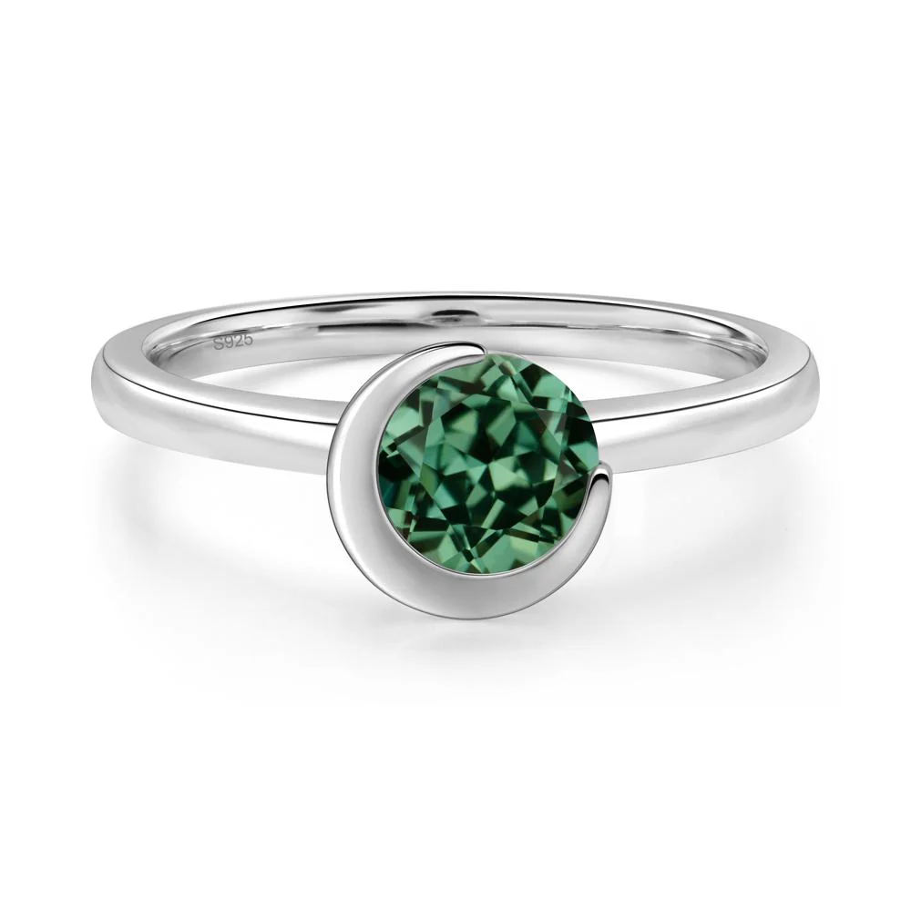Green Sapphire Crescent Moon Ring - Image 5