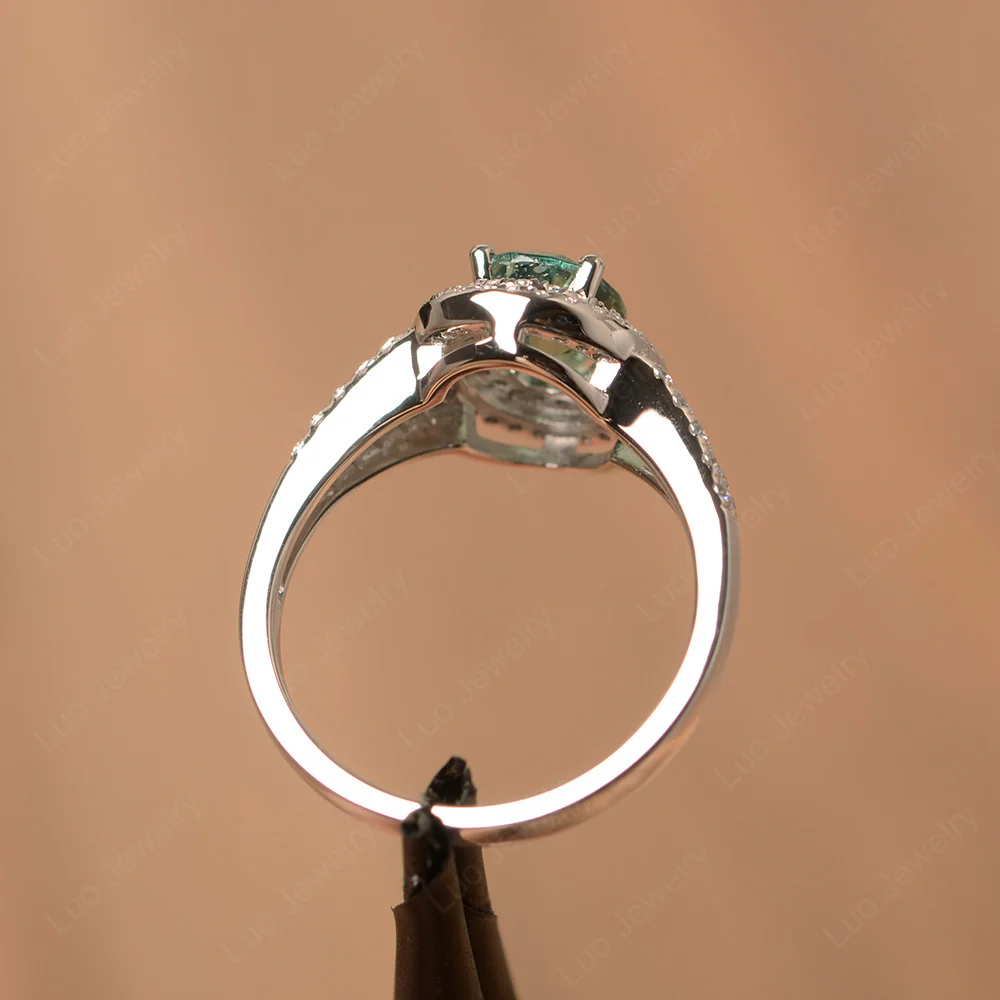 Green Sapphire Double Halo Oval Engagement Ring - Image 3