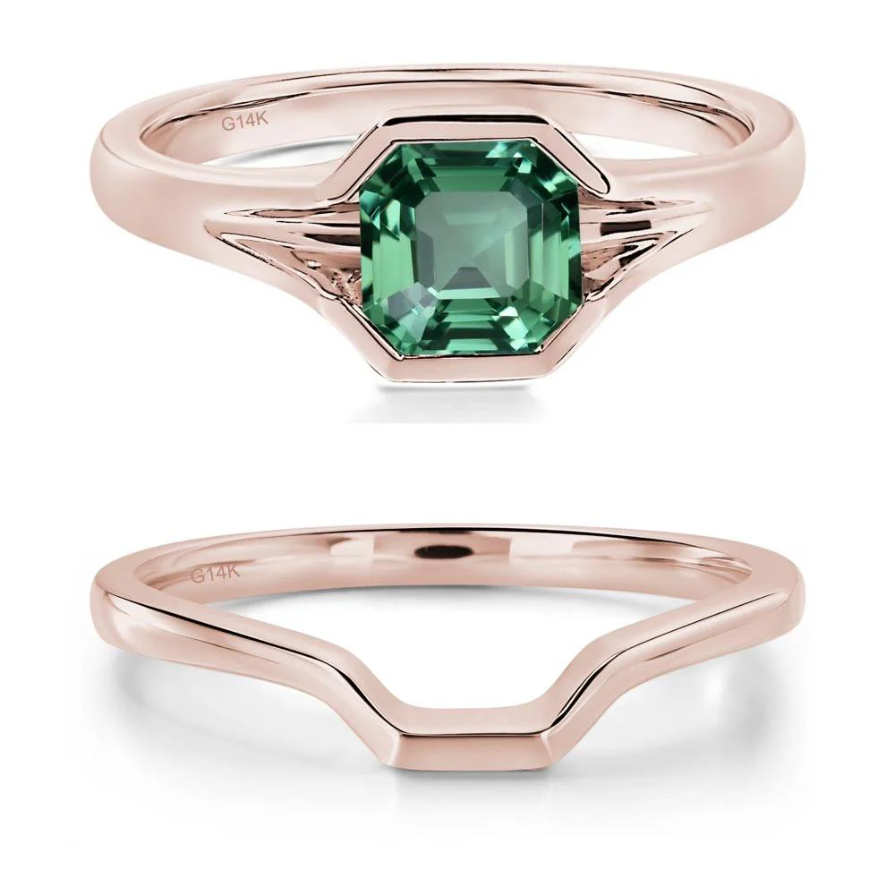 Green Sapphire Bezel Engagement Ring - Image 11