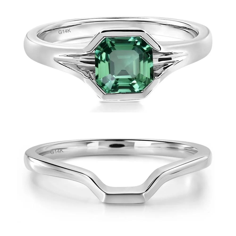Green Sapphire Bezel Engagement Ring - Image 13