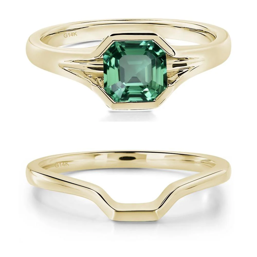 Green Sapphire Bezel Engagement Ring - Image 15