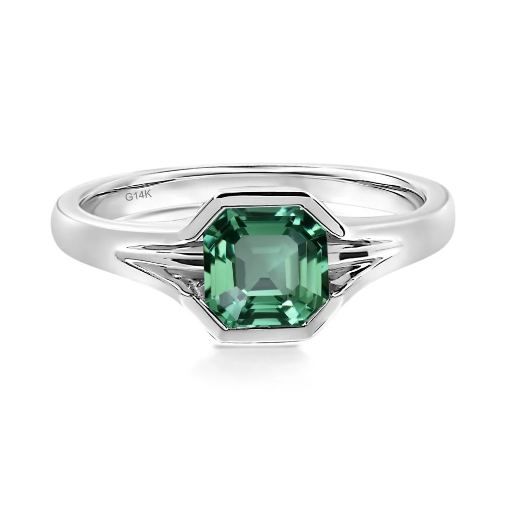 Green Sapphire Bezel Engagement Ring - Image 3