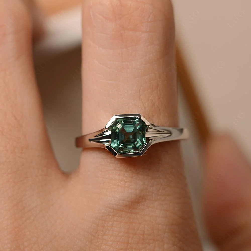 Green Sapphire Bezel Engagement Ring - Image 32