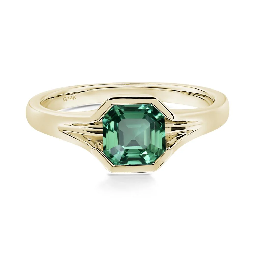 Green Sapphire Bezel Engagement Ring - Image 4
