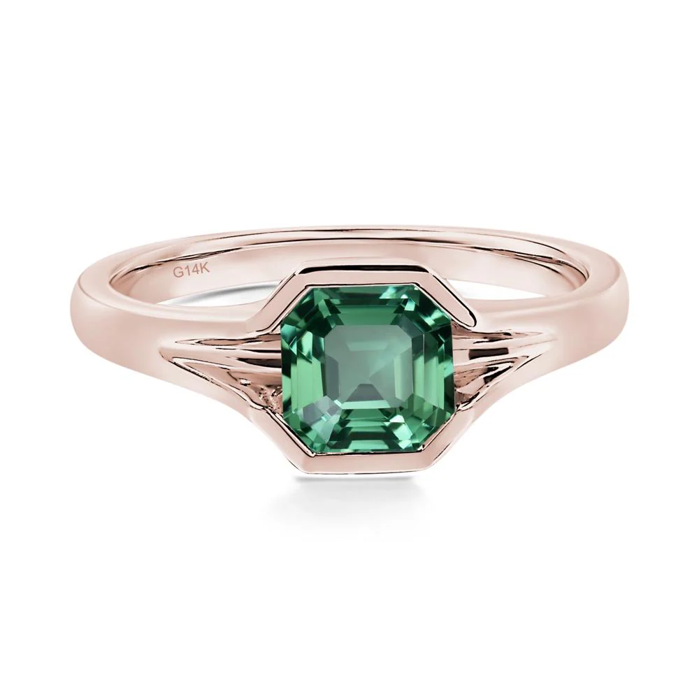 Green Sapphire Bezel Engagement Ring - Image 5