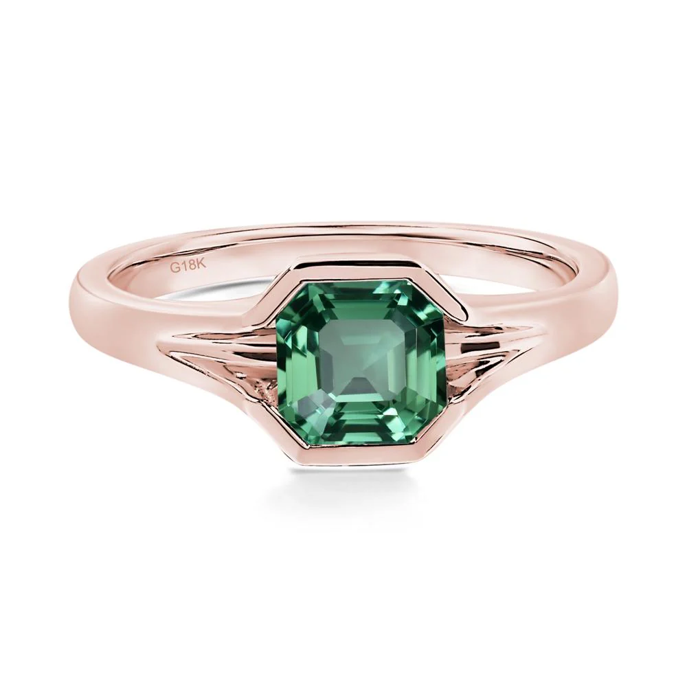 Green Sapphire Bezel Engagement Ring - Image 8