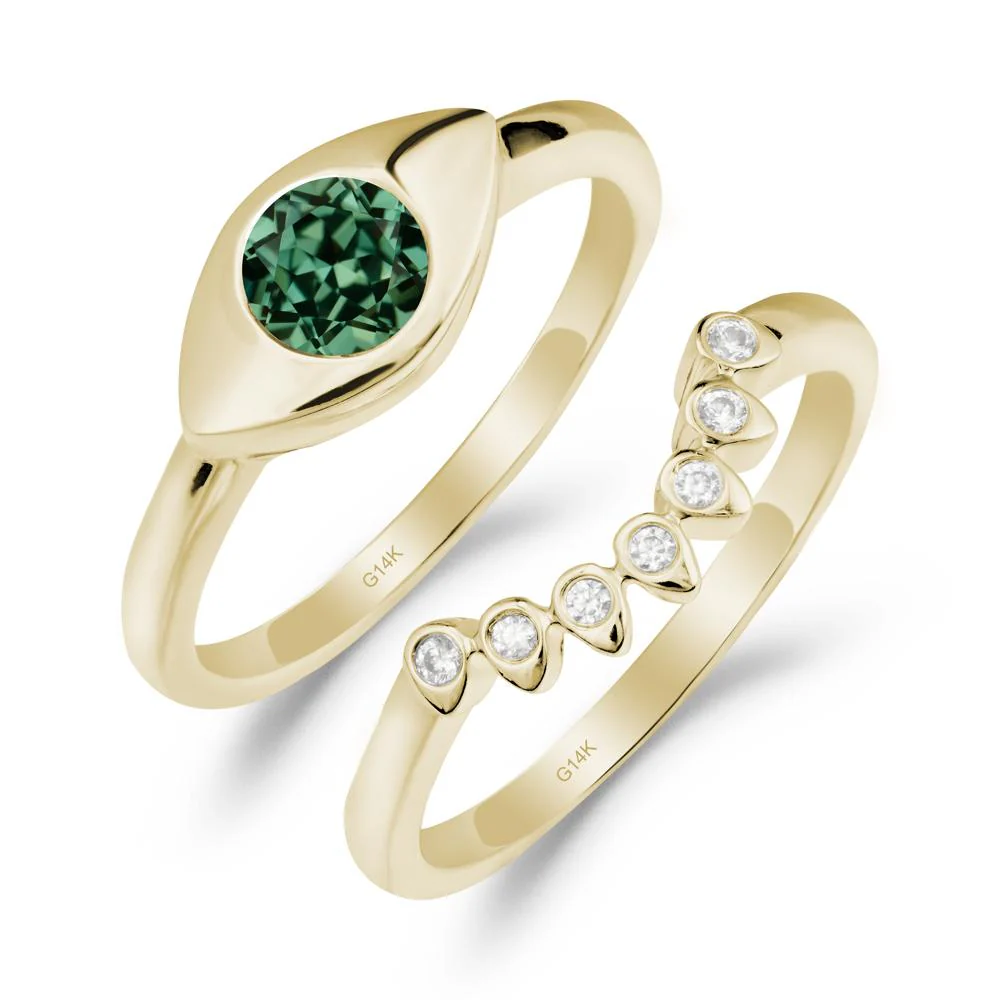 Green Sapphire Evil Eye Ring Set - Image 4