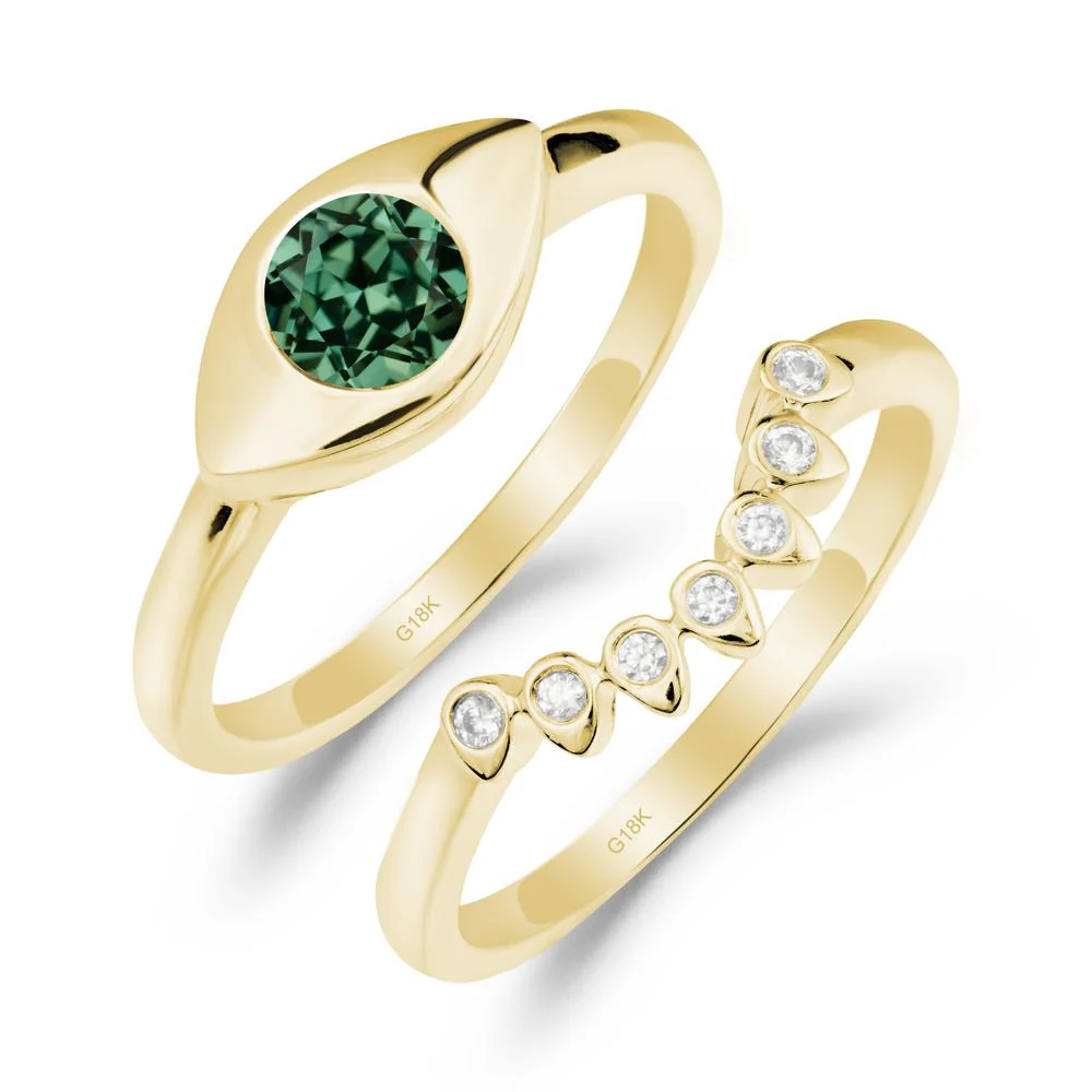 Green Sapphire Evil Eye Ring Set - Image 5
