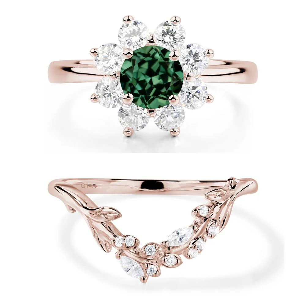Green Sapphire Sunburst Engagement Ring - Image 11