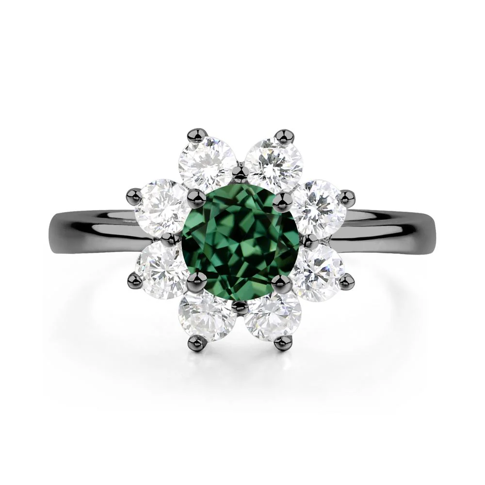 Green Sapphire Sunburst Engagement Ring - Image 2