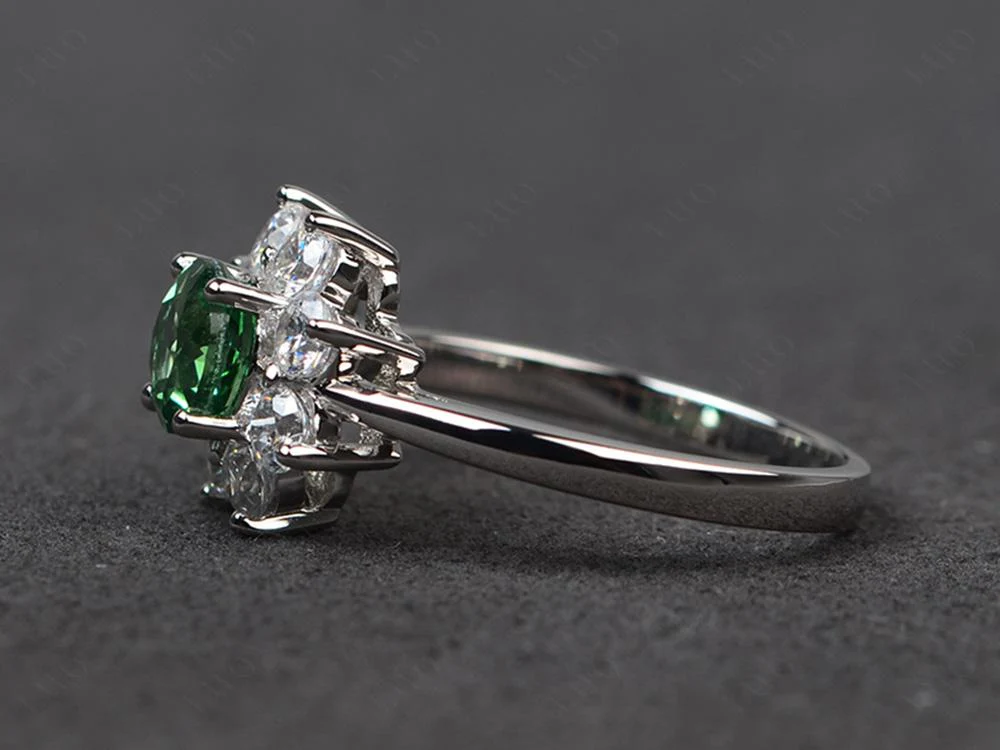 Green Sapphire Sunburst Engagement Ring - Image 30