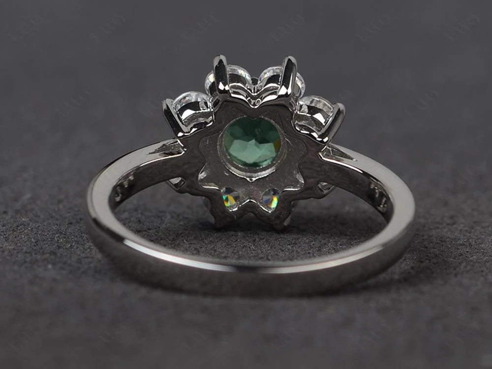 Green Sapphire Sunburst Engagement Ring - Image 31